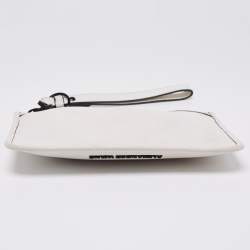 Alexander Wang White/Black Leather Slim Wristlet Clutch