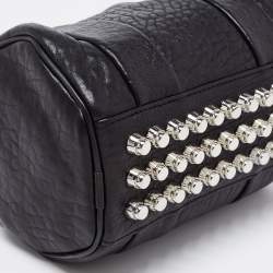 Pre Owned Alexander Wang Black Textured Leather Mini Rocco Duffel Bag