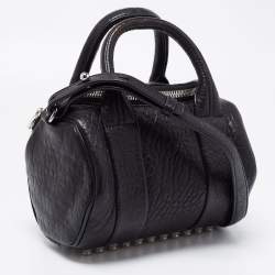 Pre Owned Alexander Wang Black Textured Leather Mini Rocco Duffel Bag