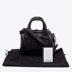 Pre Owned Alexander Wang Black Textured Leather Mini Rocco Duffel Bag