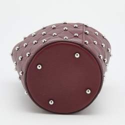 Alexander Wang Burgundy Leather Mini Roxy Studded Bucket Bag