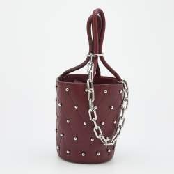 Alexander Wang Burgundy Leather Mini Roxy Studded Bucket Bag
