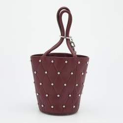 Alexander Wang Burgundy Leather Mini Roxy Studded Bucket Bag