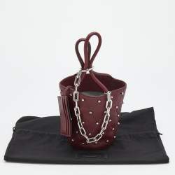 Alexander Wang Burgundy Leather Mini Roxy Studded Bucket Bag