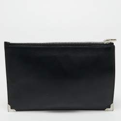 Alexander Wang Black Ostrich Embossed Leather Clutch
