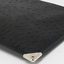 Alexander Wang Black Ostrich Embossed Leather Clutch