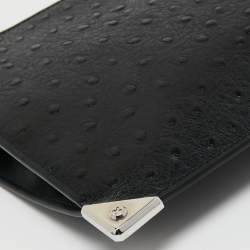 Alexander Wang Black Ostrich Embossed Leather Clutch