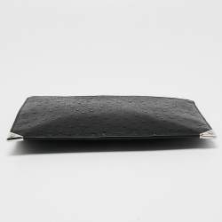 Alexander Wang Black Ostrich Embossed Leather Clutch