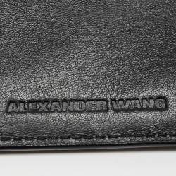 Alexander Wang Black Ostrich Embossed Leather Clutch