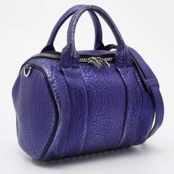 Pre Owned Alexander Wang Metallic Blue Leather Studded Rocco Duffle Bag