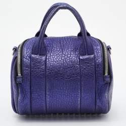 Pre Owned Alexander Wang Metallic Blue Leather Studded Rocco Duffle Bag