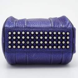 Pre Owned Alexander Wang Metallic Blue Leather Studded Rocco Duffle Bag