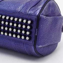 Pre Owned Alexander Wang Metallic Blue Leather Studded Rocco Duffle Bag