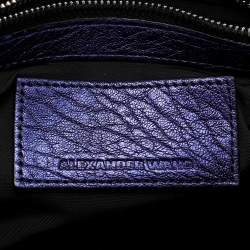 Pre Owned Alexander Wang Metallic Blue Leather Studded Rocco Duffle Bag