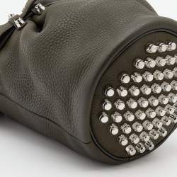 Alexander Wang Dark Olive Leather Studded Diego Bucket Bag