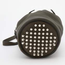 Alexander Wang Dark Olive Leather Studded Diego Bucket Bag