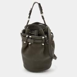 Alexander Wang Dark Olive Leather Studded Diego Bucket Bag