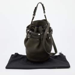 Alexander Wang Dark Olive Leather Studded Diego Bucket Bag