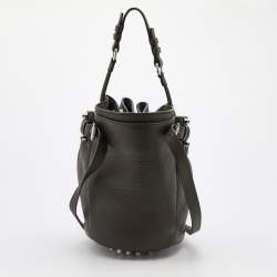 Alexander Wang Dark Olive Leather Studded Diego Bucket Bag