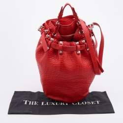 Alexander Wang Orange Textured Leather Diego Bucket Bag
