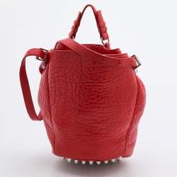 Alexander Wang Orange Textured Leather Diego Bucket Bag