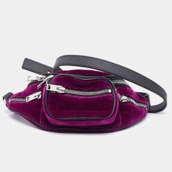 Alexander Wang Pink/Black Velvet and Leather Attica Belt Bag
