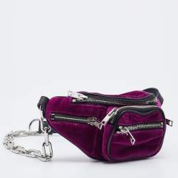 Alexander Wang Pink/Black Velvet and Leather Attica Belt Bag