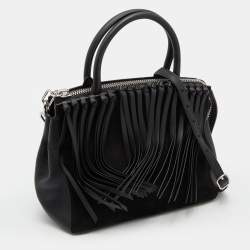 Alexander Wang Black Leather and Suede Attica Fringe Satchel