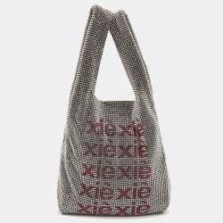 Alexander Wang Silver/Red Crystals and Leather Wangloc Xie Xie Bodega Bag 