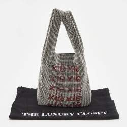Alexander Wang Silver/Red Crystals and Leather Wangloc Xie Xie Bodega Bag 