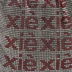 Alexander Wang Silver/Red Crystals and Leather Wangloc Xie Xie Bodega Bag 