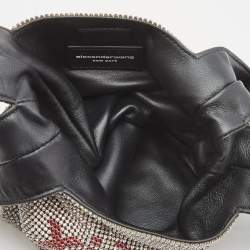 Alexander Wang Silver/Red Crystals and Leather Wangloc Xie Xie Bodega Bag 