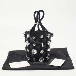 Alexander Wang Black Suede and Leather Micro Roxy Cage Bucket Bag