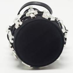 Alexander Wang Black Suede and Leather Micro Roxy Cage Bucket Bag