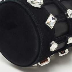 Alexander Wang Black Suede and Leather Micro Roxy Cage Bucket Bag
