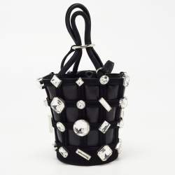 Alexander Wang Black Suede and Leather Micro Roxy Cage Bucket Bag