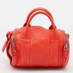 Alexander Wang Orange Pebbled Leather Rocco Duffle Bag