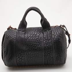 Alexander Wang Black Textured Leather Rocco Duffel Bag
