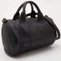 Alexander Wang Black Textured Leather Rocco Duffel Bag