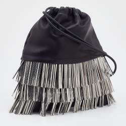 Pre Owned Alexander Wang Black Leather Ryan Fringe Bucket Bag