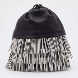 Pre Owned Alexander Wang Black Leather Ryan Fringe Bucket Bag