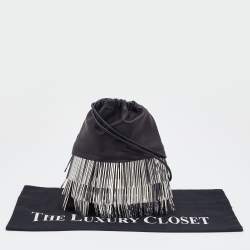 Pre Owned Alexander Wang Black Leather Ryan Fringe Bucket Bag