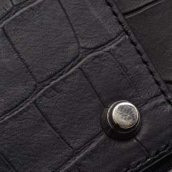 Alexander Wang Black Croc Embossed Leather Front Pocket Top Handle Bag 