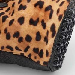 Alexander Wang Black/Brown Leopard Print Calfhair and Leather Diego Bucket Bag