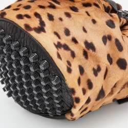 Alexander Wang Black/Brown Leopard Print Calfhair and Leather Diego Bucket Bag