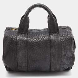 Alexander Wang Black Textured Leather Rocco Duffel Bag
