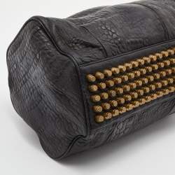 Alexander Wang Black Textured Leather Rocco Duffel Bag