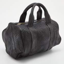 Alexander Wang Black Textured Leather Rocco Duffel Bag