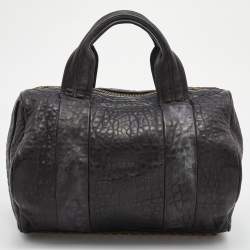 Alexander Wang Black Textured Leather Rocco Duffel Bag
