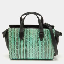 Alexander Wang Green Watersnake and Leather Top Zip Bag
